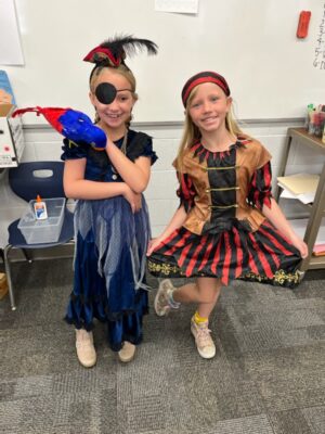 Students are dressed as Pirates in the Art Room