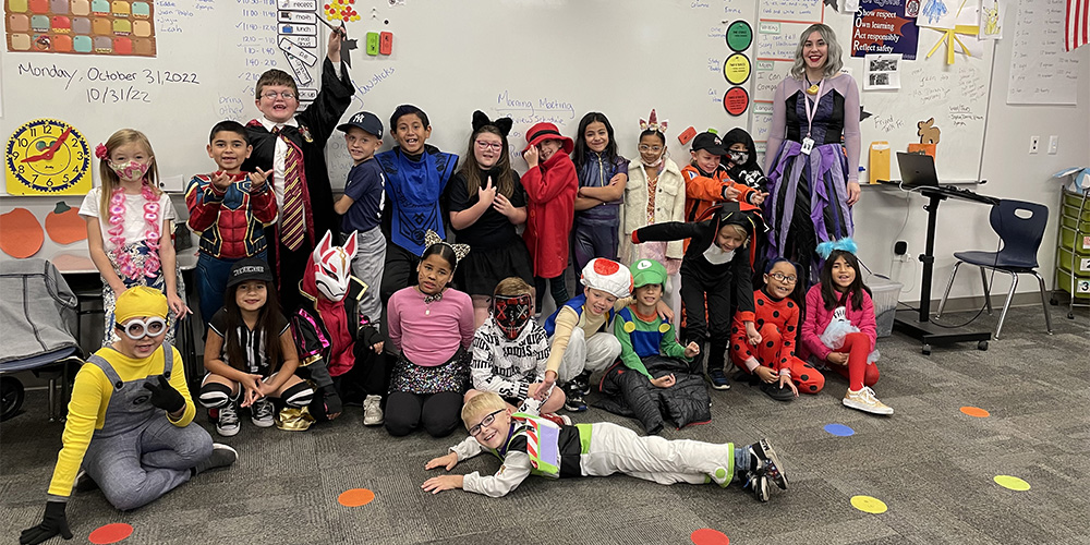 Miss Wright's class in their Halloween costumes