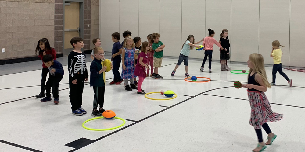 Students playing in PE