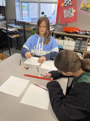 Students working on projects in Art class