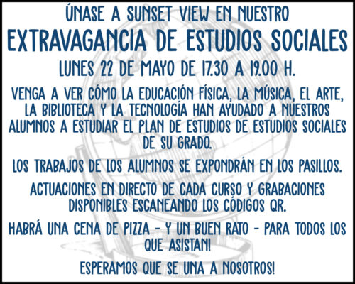 Social Studies Extravaganza flyer in Spanish